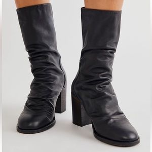 Free People Elle Block Heel Boot in Black